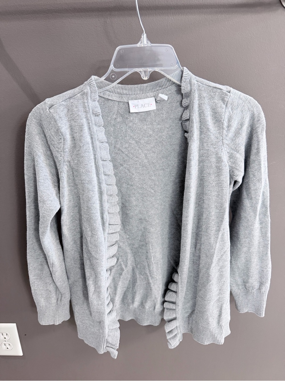 The Children's Place Gray Ruffle-Trim Open Cardigan